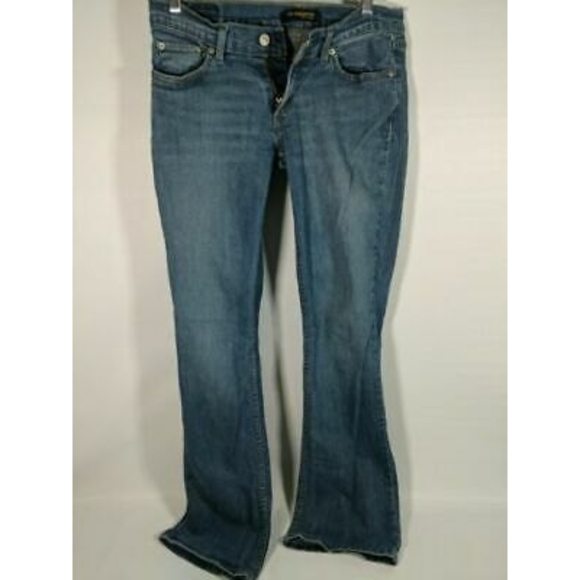 Levi's 524 Womens Too Superlow Faded Blue Jeans Size 7 - Stretch Straight Leg 32 - Picture 1 of 12